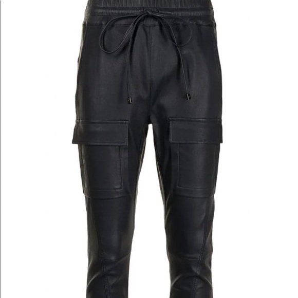 Manning Cartell Leather Drawstring Joggers - Cargo Pants black - USA size 4 - Picture 1 of 6